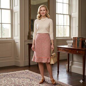 GAP Vintage Y2K Women's Size 8 Pink Tweed Wool Blend Skirt